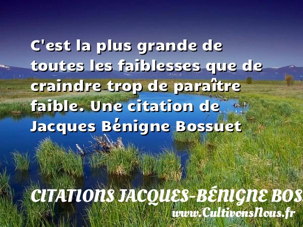 C’est la plus grande de toutes les faiblesses que de craindre trop de para&icirc;tre - Citations Jacques-Bénigne Bossuet