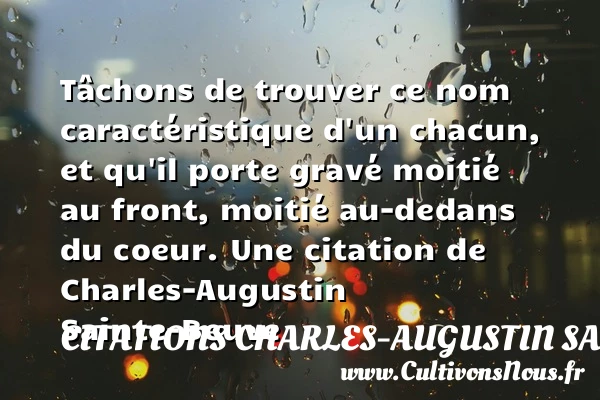 Tâchons de trouver ce nom caractéristique d’un chacun, et qu’il porte gravé moitié - Citations Charles-Augustin Sainte-Beuve - Citation porte