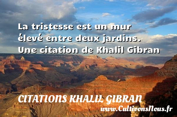 La tristesse est un mur élevé entre deux - Citations Khalil Gibran