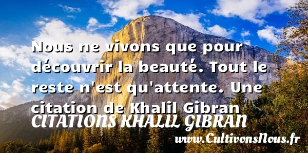 Nous ne vivons que pour découvrir la beauté. - Citations Khalil Gibran
