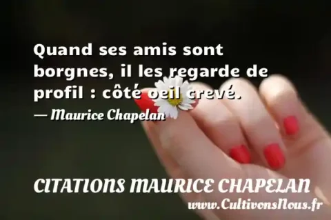 Quand ses amis sont borgnes, il les regarde de profil : côté oeil crevé. - Maurice Chapelan CITATIONS MAURICE CHAPELAN