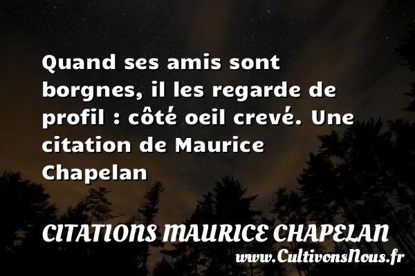 Quand ses amis sont borgnes, il les regarde de profil - Citations Maurice Chapelan - Citation regret