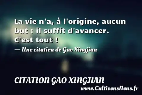 La vie n a, à l origine, aucun but : il suffit d avancer. C est tout ! - Une citation de Gao Xingjian CITATION GAO XINGJIAN