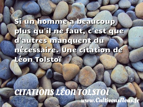Si un homme a beaucoup plus qu’il ne faut, c’est que d’autres - Citations Léon Tolstoï