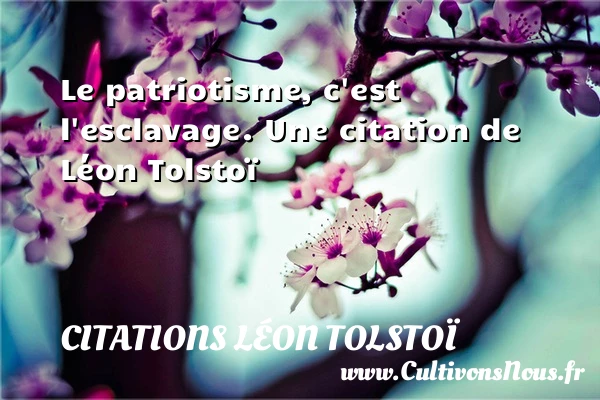 Le patriotisme, c’est l’esclavage. - Citations Léon Tolstoï