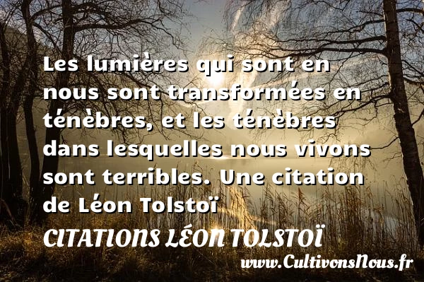 Les lumières qui sont en nous sont transformées en ténèbres, et les ténèbres dans - Citations Léon Tolstoï