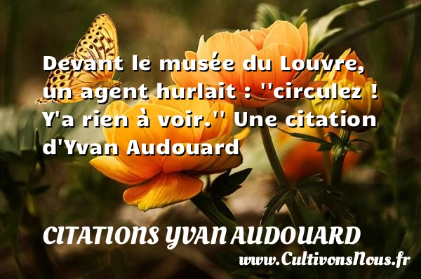 Devant le musée du Louvre, un agent hurlait : - Citations Yvan Audouard - Citation rien