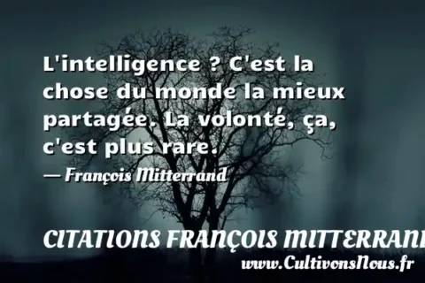 L intelligence ? C est la chose du monde la mieux partagée. La volonté, ça, c est plus rare. - François Mitterrand CITATIONS FRANÇOIS MITTERRAND