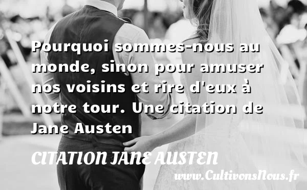 Pourquoi sommes-nous au monde, sinon pour amuser nos - Citation Jane Austen