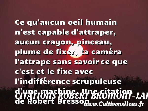 Ce qu’aucun oeil humain n’est capable d’attraper, aucun crayon, pinceau, plume de fixer, ta - Citations Robert Bromont-Lamothe dit Bresson - Citation oeil