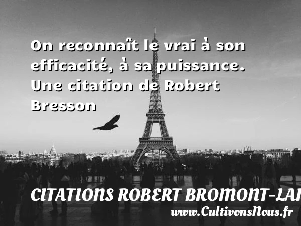 On reconnaît le vrai à son efficacité, à - Citations Robert Bromont-Lamothe dit Bresson