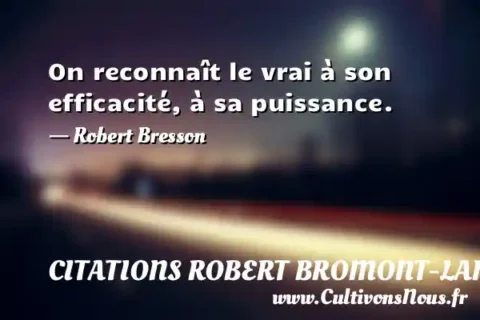 On reconnaît le vrai à son efficacité, à sa puissance. - Robert Bresson CITATIONS ROBERT BROMONT-LAMOTHE DIT BRESSON