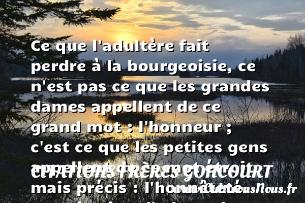 Ce que l’adultère fait perdre à la bourgeoisie, ce n’est pas ce que - Citations frères Goncourt - Citation perdre