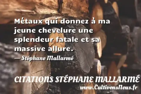Métaux qui donnez à ma jeune chevelure une splendeur fatale et sa massive allure. - Stéphane Mallarmé CITATIONS STÉPHANE MALLARMÉ