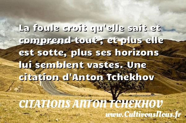 La foule croit qu’elle sait et comprend tout ; et plus elle est sotte, - Citations Anton Tchekhov