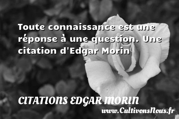 Toute connaissance est une réponse à une question. - Citations Edgar Morin