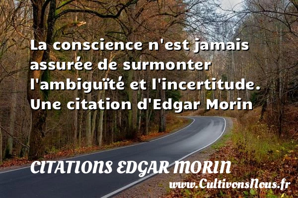 La conscience n’est jamais assurée de surmonter l’ambiguïté - Citations Edgar Morin - Citation certitude