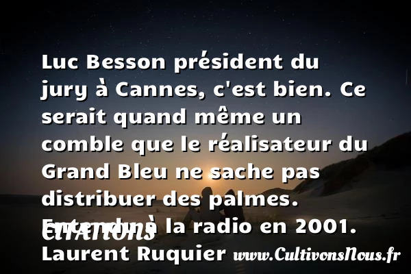 Luc Besson président du jury à Cannes, - Citations - Citations Laurent Ruquier
