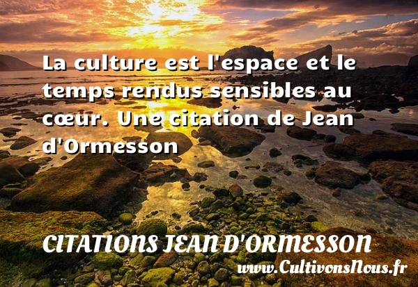 La culture est l’espace et le temps rendus - Citations Jean d'Ormesson