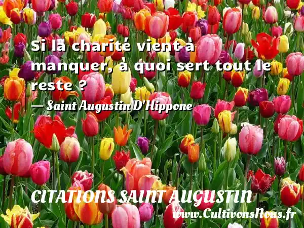Si la charité vient à manquer, à quoi sert tout le reste - Citations Saint Augustin