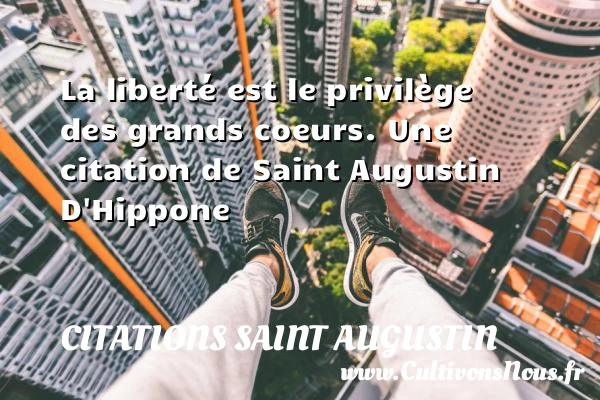 La liberté est le privilège des grands coeurs. - Citations Saint Augustin