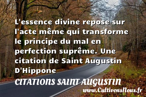 L’essence divine repose sur l’acte même qui transforme le principe du mal en perfection - Citations Saint Augustin