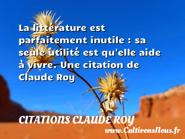 La littérature est parfaitement inutile : sa seule utilité - Citations Claude Roy