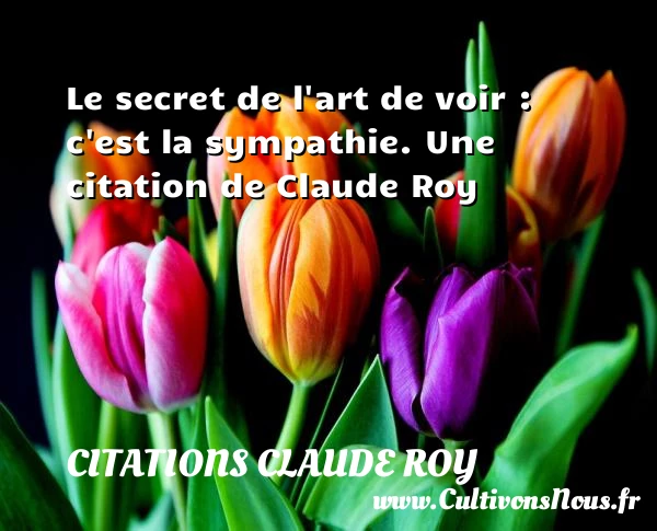 Le secret de l’art de voir : c’est la - Citations Claude Roy