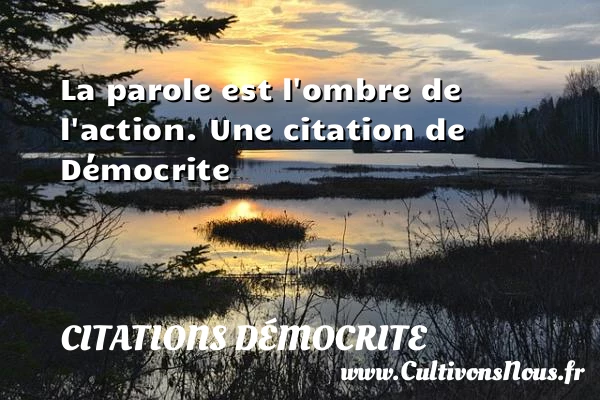 La parole est l’ombre de l’action. - Citations Démocrite