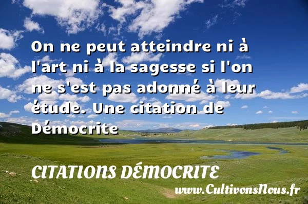 On ne peut atteindre ni à l’art ni à - Citations Démocrite