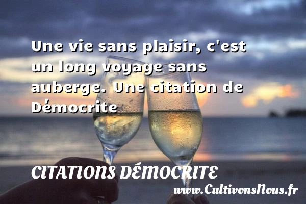 Une vie sans plaisir, c’est un long voyage - Citations Démocrite
