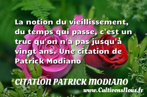 La notion du vieillissement, du temps qui passe, c’est un - Citation Patrick Modiano