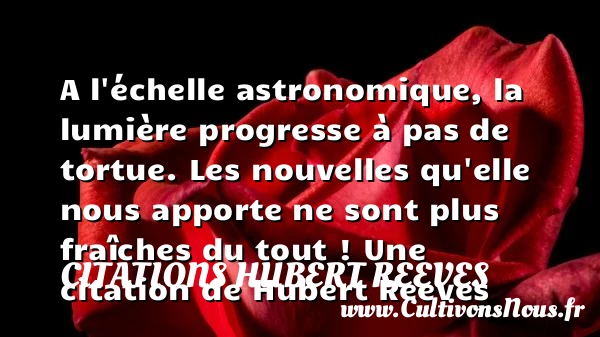 A l’échelle astronomique, la lumière progresse à pas de tortue. Les nouvelles - Citations Hubert Reeves
