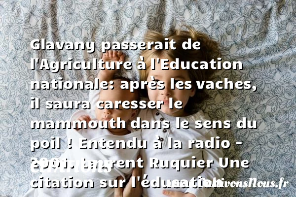 Glavany passerait de l’Agriculture à - Citations - Citations Laurent Ruquier - Citation éducation