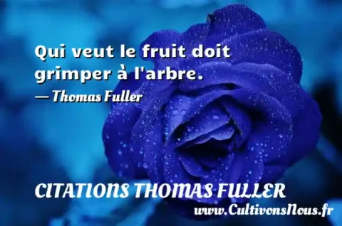 Qui veut le fruit doit grimper à l arbre. - Thomas Fuller CITATIONS THOMAS FULLER