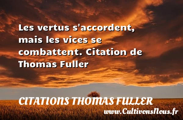 Les vertus s’accordent, mais les vices se combattent. - Citations Thomas Fuller