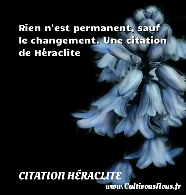 Rien n’est permanent, sauf le changement. - Citation Héraclite