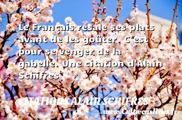 Le Français resale ses plats avant de les goûter. - Citations Alain Schifres