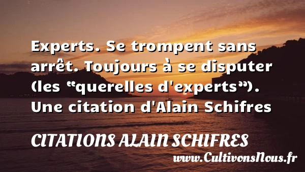 Experts. Se trompent sans arrêt. Toujours à se disputer - Citations Alain Schifres