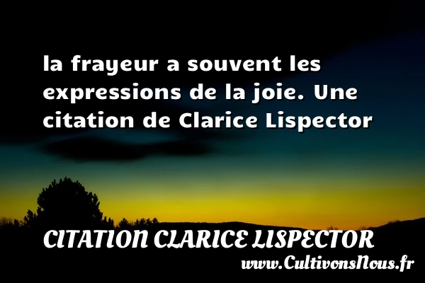 la frayeur a souvent les expressions de la - Citation Clarice Lispector