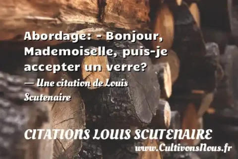Abordage: - Bonjour, Mademoiselle, puis-je accepter un verre? - Une citation de Louis Scutenaire CITATIONS LOUIS SCUTENAIRE