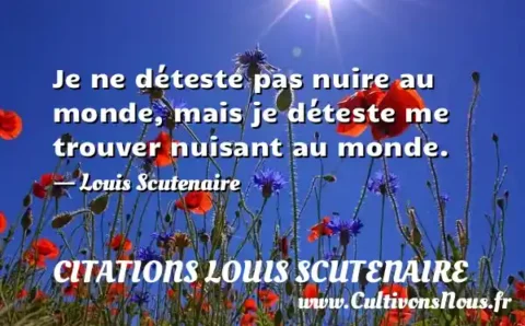 Je ne déteste pas nuire au monde, mais je déteste me trouver nuisant au monde. - Louis Scutenaire CITATIONS LOUIS SCUTENAIRE