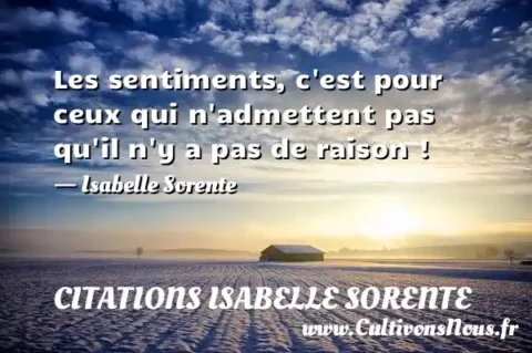 Les sentiments, c est pour ceux qui n admettent pas qu il n y a pas de raison ! - Isabelle Sorente CITATIONS ISABELLE SORENTE