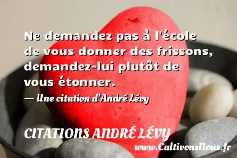 Ne demandez pas à l école de vous donner des frissons, demandez-lui plutôt de vous étonner. - Une citation d André Lévy CITATIONS ANDRÉ LÉVY