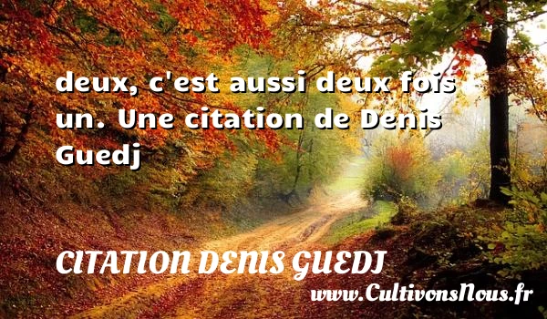 deux, c’est aussi deux fois un. - Citation Denis Guedj