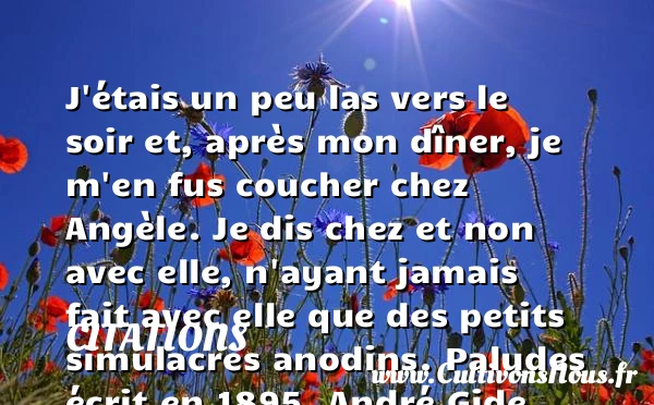 J’étais un peu las vers le soir et, - Citations - Citations André Gide - Citation soir