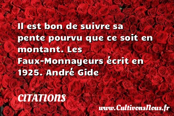 Il est bon de suivre sa pente pourvu - Citations - Citations André Gide