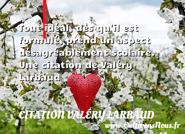 Tout idéal, dès qu’il est formulé, prend un aspect désagréablement - Citation Valéry Larbaud