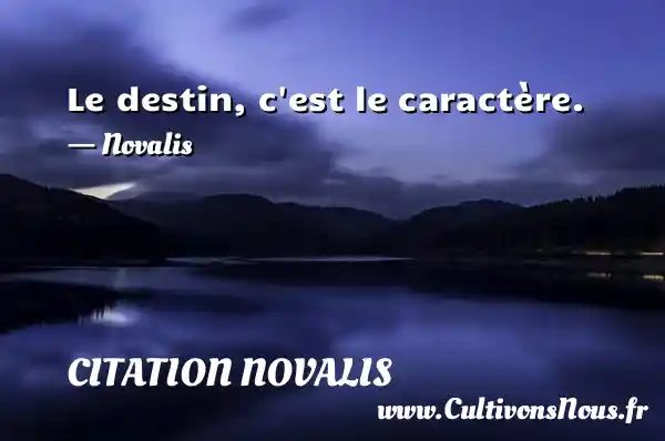 Le destin, c’est le caractère. - Citation Novalis