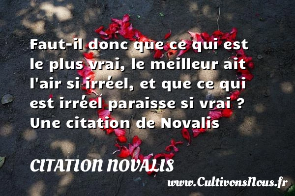 Faut-il donc que ce qui est le plus vrai, le meilleur ait l’air si - Citation Novalis